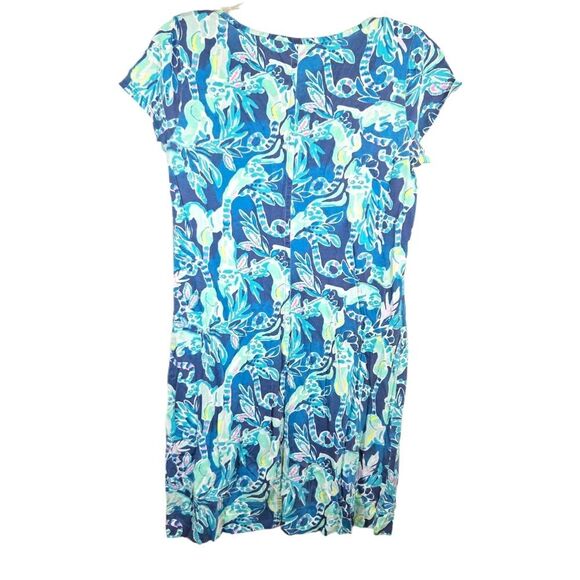 Lilly Pulitzer Short Sleeve Pima Cotton Beacon Dress Tidal Wave Tropical Blue -S - Picture 6 of 9